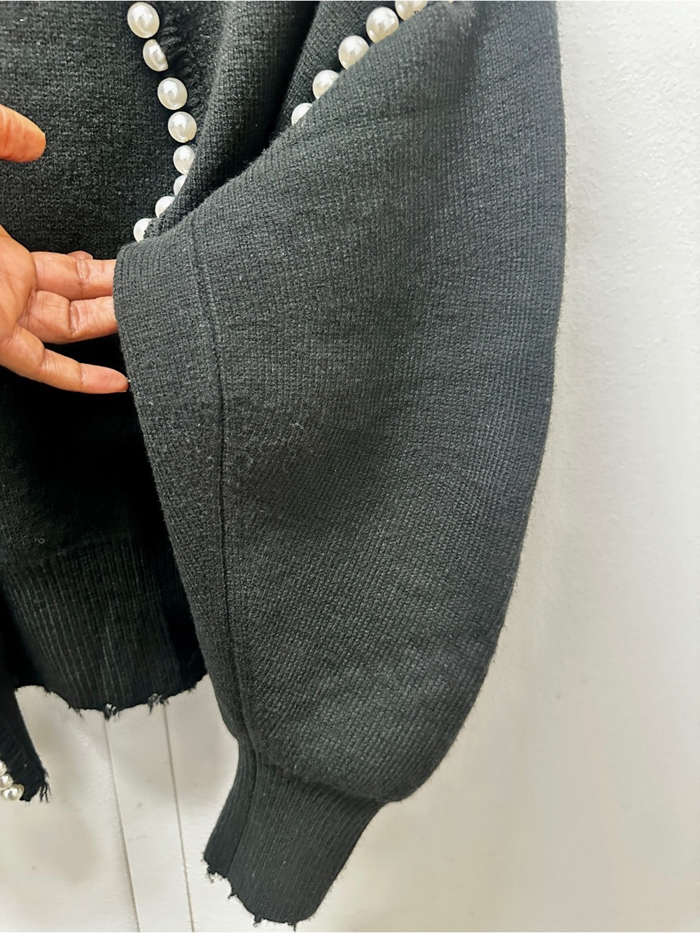 Vita Grace Molly Pearl Trim Black Cardigan Romantic Whimsigoth Old Money - Picture 10 of 12